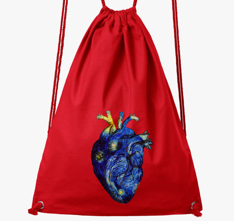 Starry night anatomy heart tornazsák — Piros