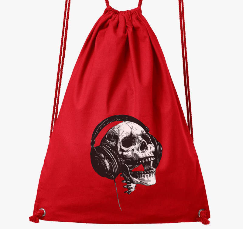Skull music headset tornazsák — Piros
