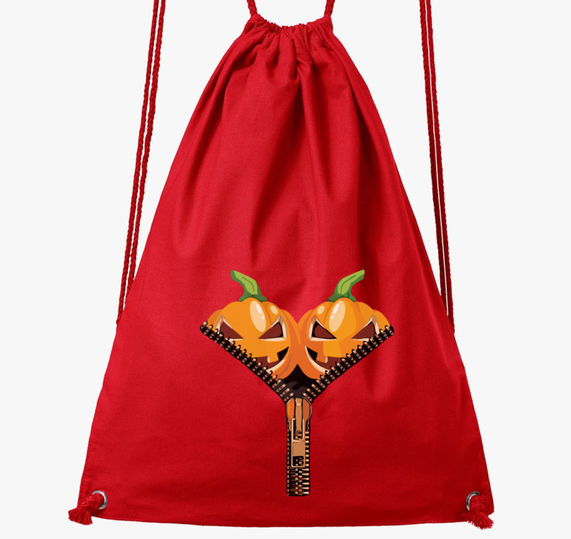 Halloween pumpkin zipper tornazsák — Piros