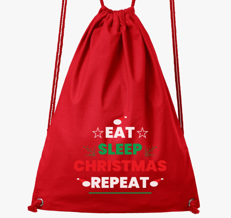Eat sleep christmas repeat tornazsák — Piros