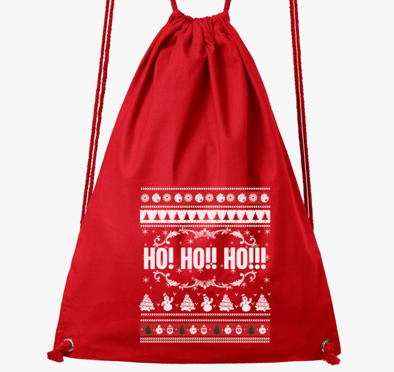 Ho ho ho karácsonyi mintás tornazsák — Piros