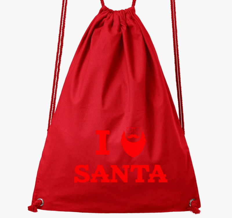 I love Santa - Szeretem a Mikulást tornazsák  — Piros
