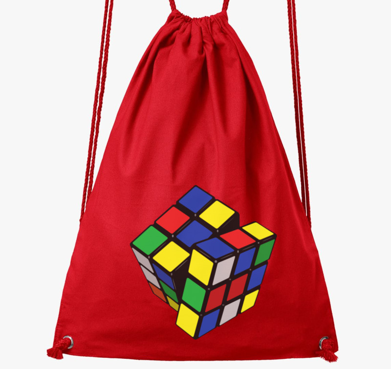 Rubik kockás tornazsák — Piros