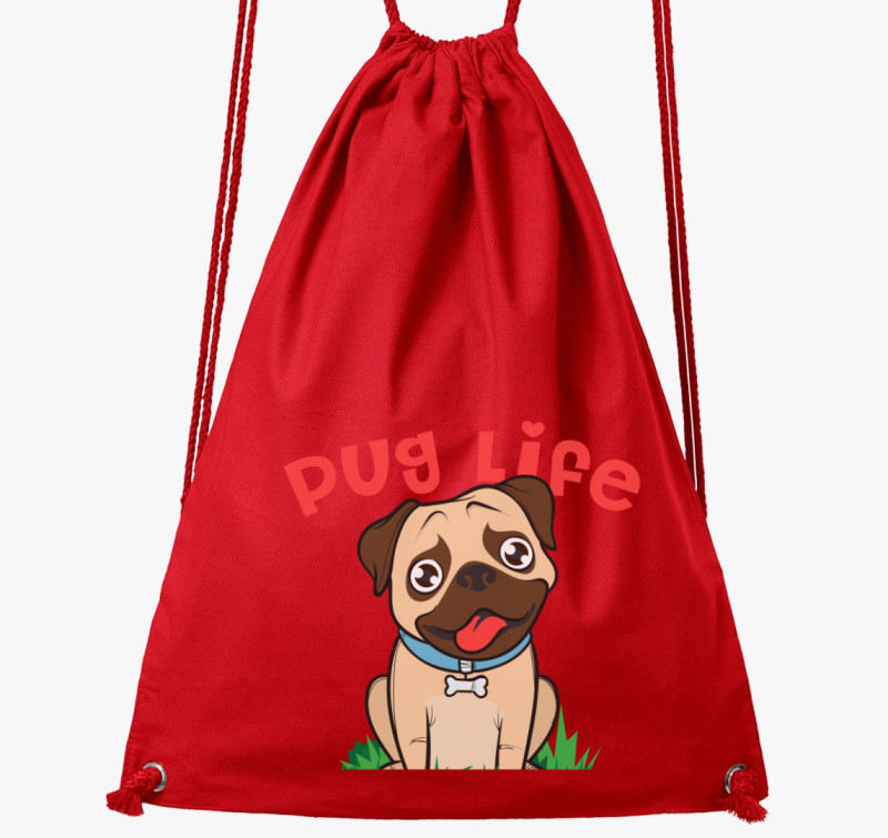 Cuki mopszos tornazsák — Piros