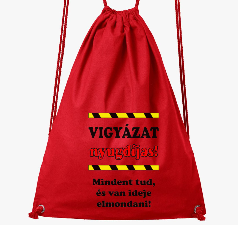 Vigyázat, nyugdíjas tornazsák — Piros