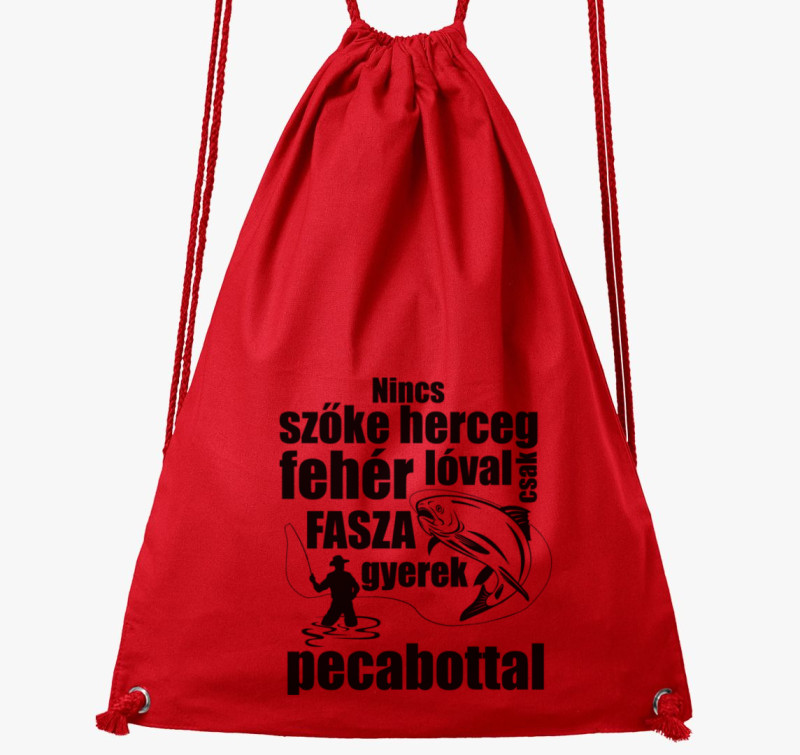 Szőke herceg pecabottal tornazsák — Piros