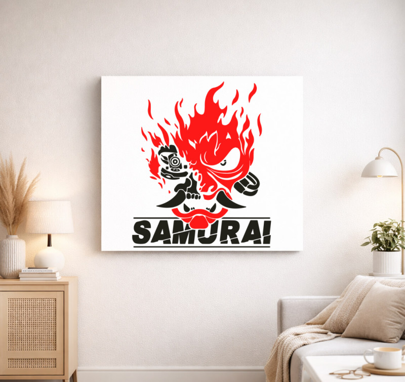 Samurai arc vászonkép — Fehér