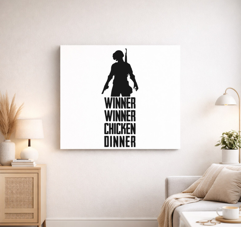 PUBG winner winner chicken dinner vászonkép — Fehér