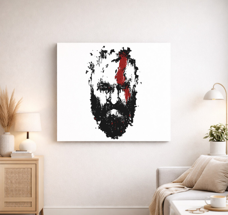 God of war dotted face vászonkép — Fehér