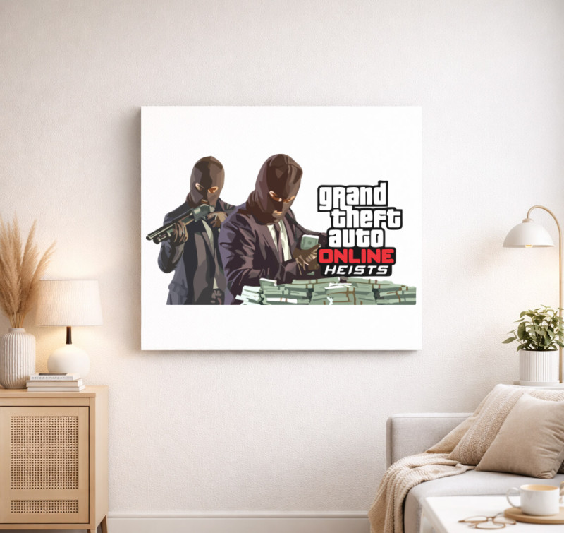 Grand theft auto online heists vászonkép — Fehér