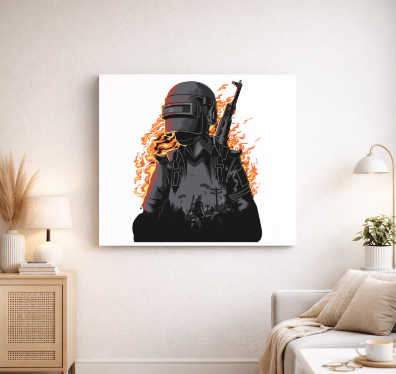 Pubg character fire vászonkép — Fehér