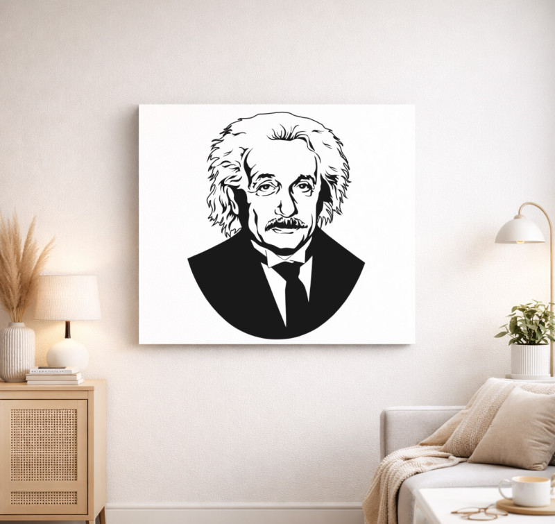 Einstein vászonkép — Fehér