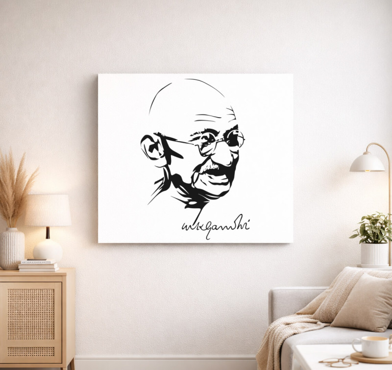 Gandhi vászonkép — Fehér