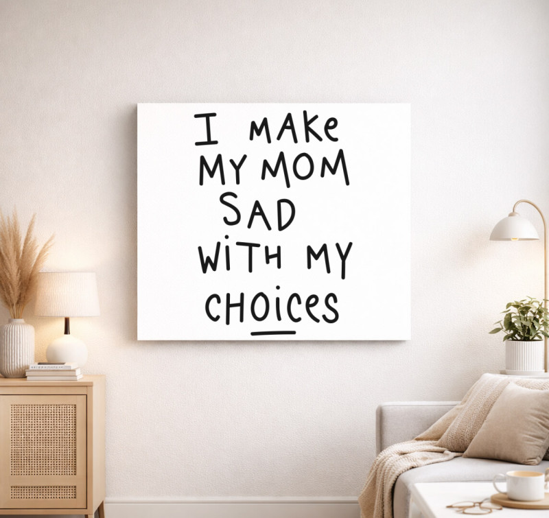 Mom Sad vászonkép — Fehér