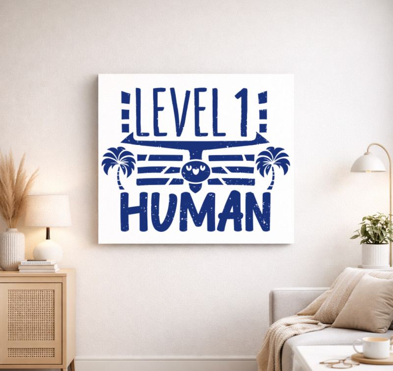 Level 1 Human kék vászonkép — Fehér