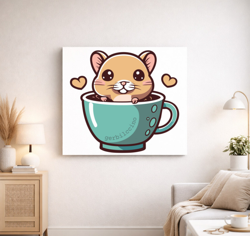 Gerbilccino vászonkép — Fehér