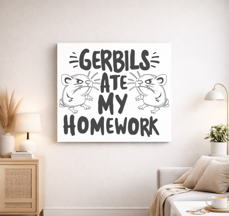 Gerbils ate homework vászonkép — Fehér