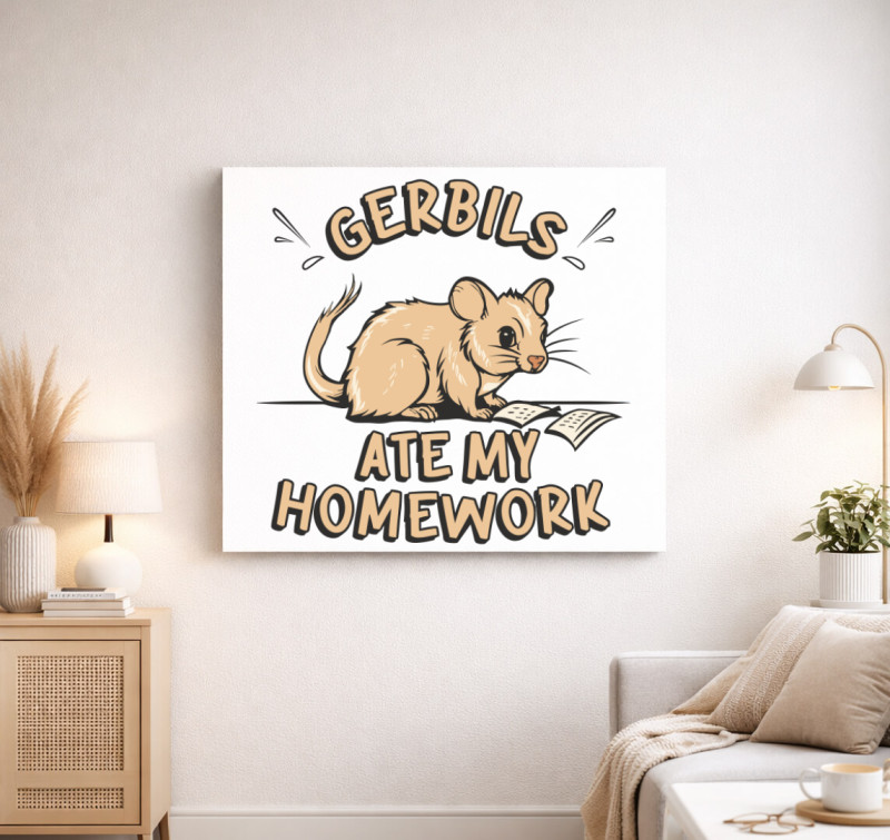 Gerbil homework vászonkép — Fehér