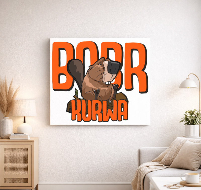 Bobr Kurwa vicces mém vászonkép 1 — Fehér