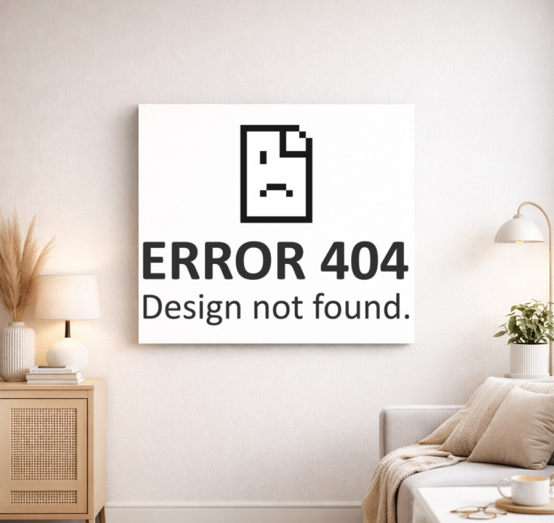 Error 404 Design Not Found vászonkép — Fehér