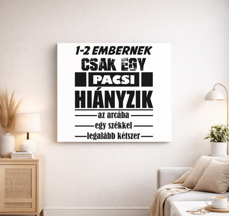 Pacsi az arcba vászonkép — Fehér
