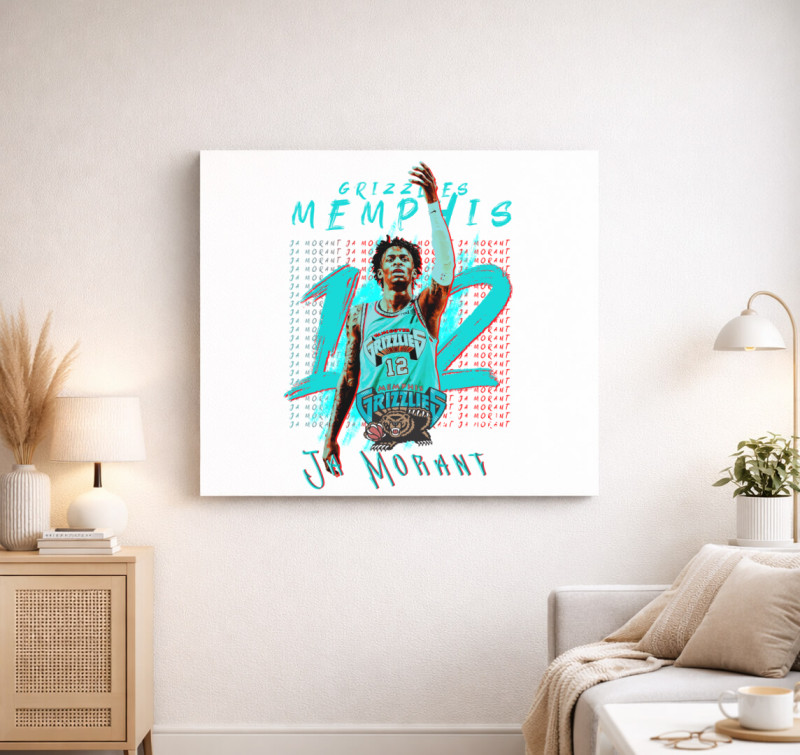 Ja Morant vászonkép — Fehér