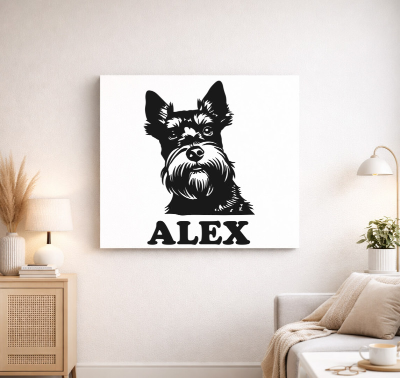 Schnauzer illusztráció vászonkép — Fehér