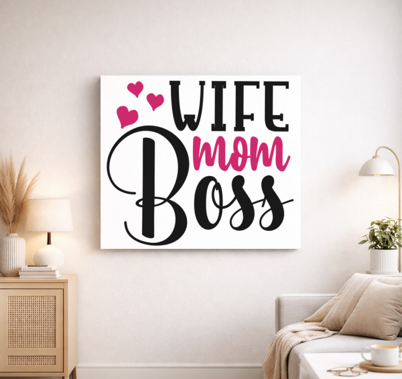 Wife mom vászonkép — Fehér