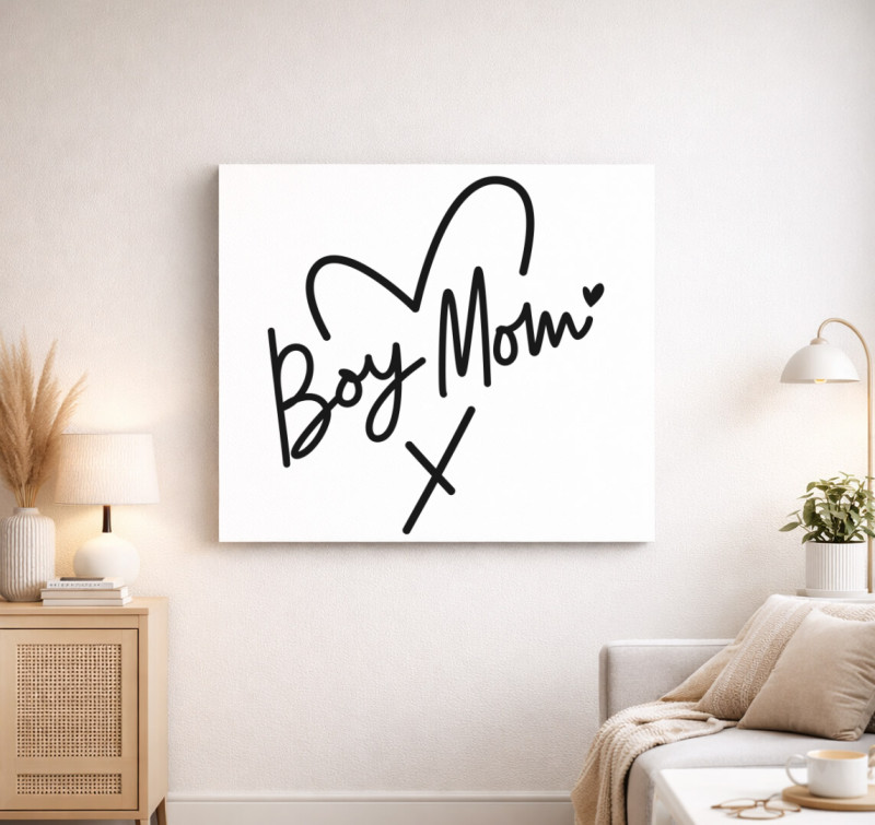 Boy Mom vászonkép — Fehér