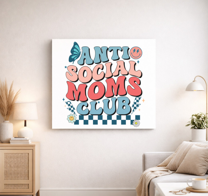 Antisocial MOM Club vászonkép — Fehér