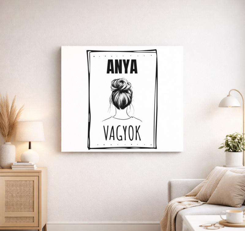 Anya vagyok hajas vászonkép — Fehér