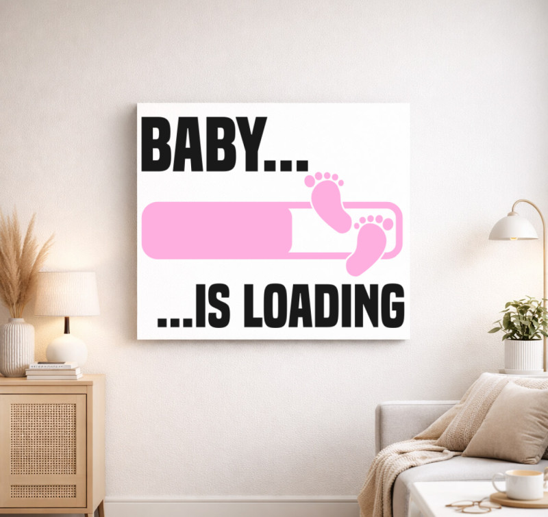 Baby is loading lány vászonkép — Fehér