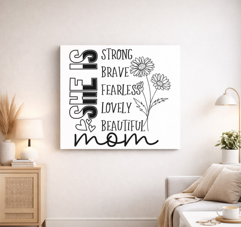 Mom She vászonkép — Fehér