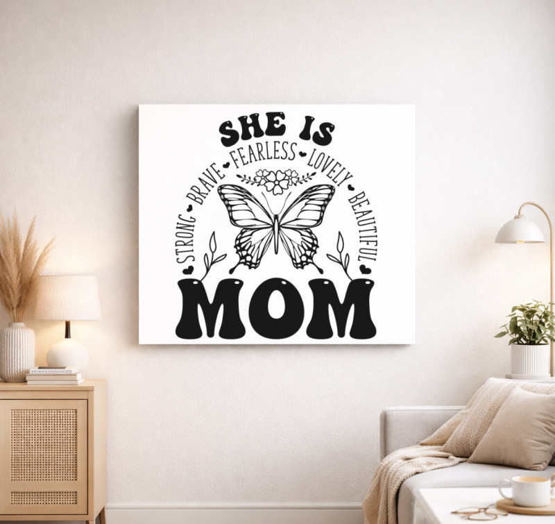 Mom pillangós vászonkép — Fehér