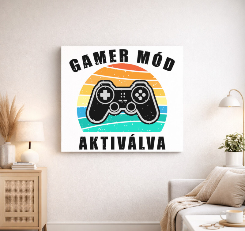 Gamer mód aktiválva vászonkép — Fehér