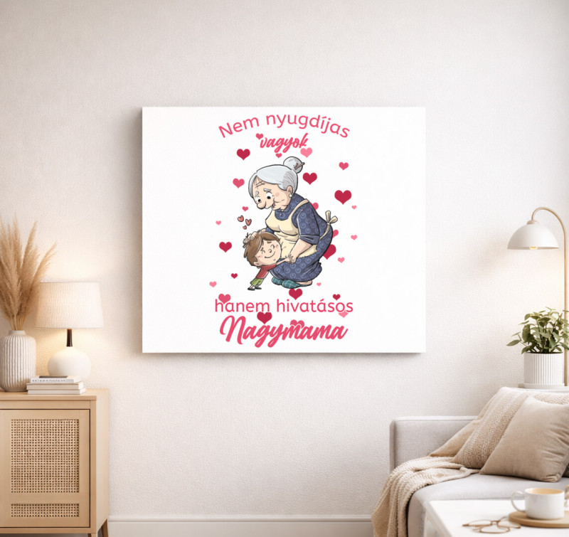 Nyugdíjas nagymama vászonkép — Fehér