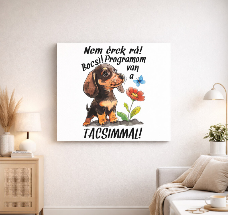 Tacsi Nem érek rá bocsi programom van a Tacsimmal! vászonkép — Fehér