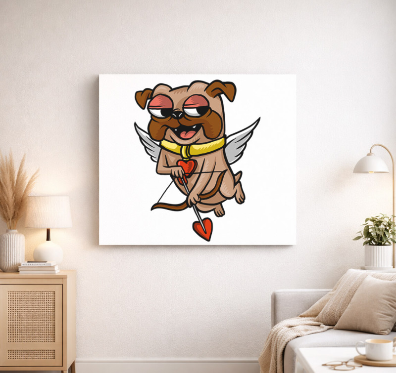 Cupidó kutya vászonkép — Fehér