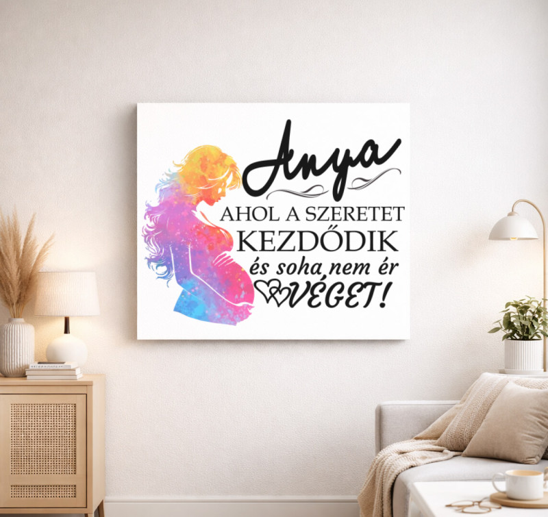 Anya, ahol a szeretet kezdődik vászonkép — Fehér