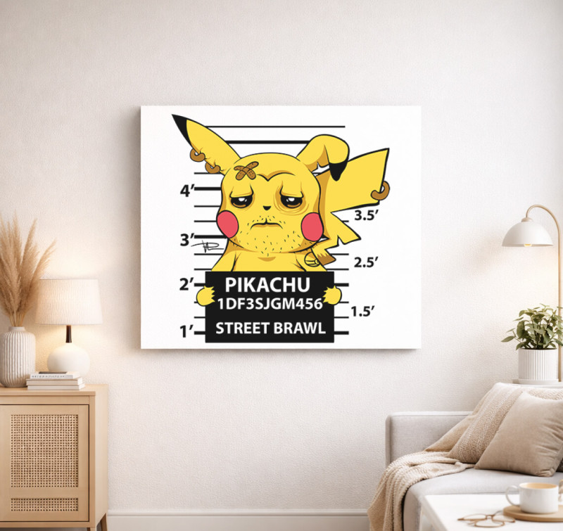 Sittes Pikachu vászonkép — Fehér