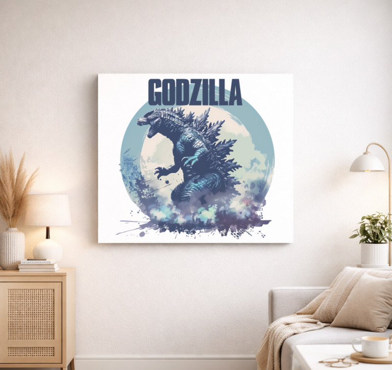 Kék Godzilla vászonkép — Fehér
