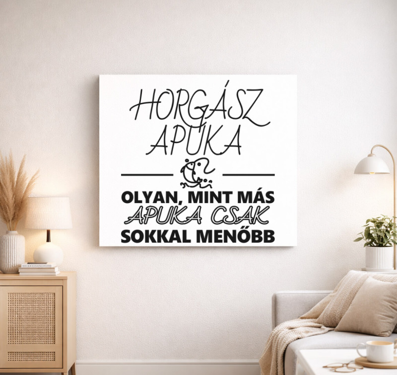 Horgász apuka vászonkép — Fehér