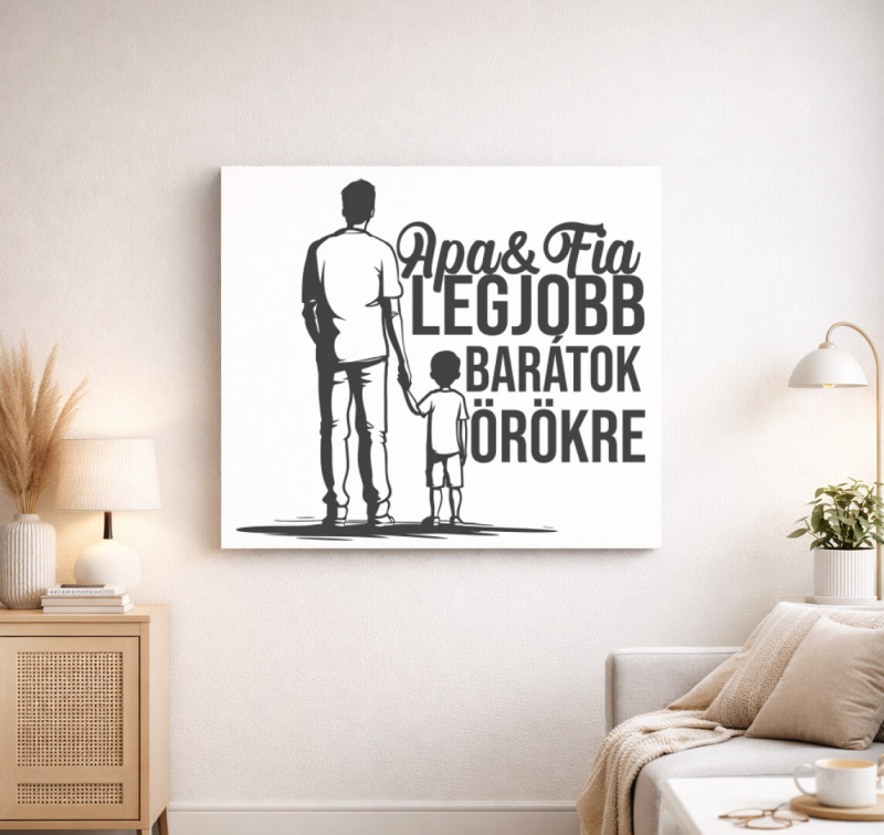 Apa & Fia legjobb barátok vászonkép — Fehér