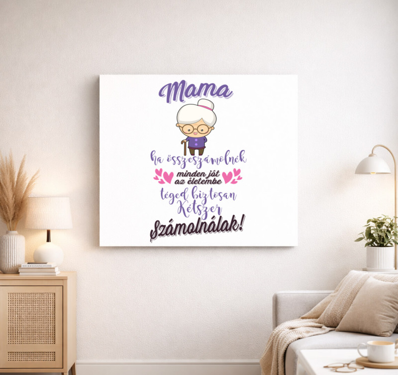 Mama számolós vászonkép — Fehér