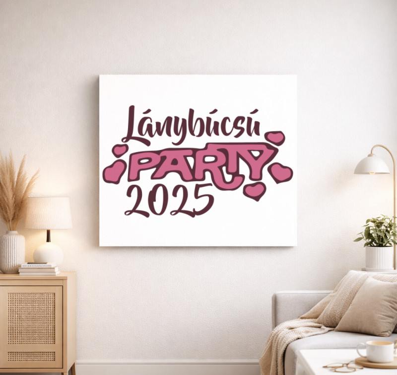 Lánybúcsú party szíves vászonkép — Fehér