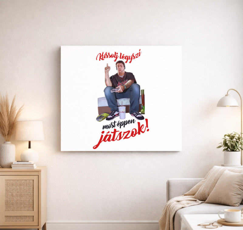 Most épp játszok vászonkép — Fehér