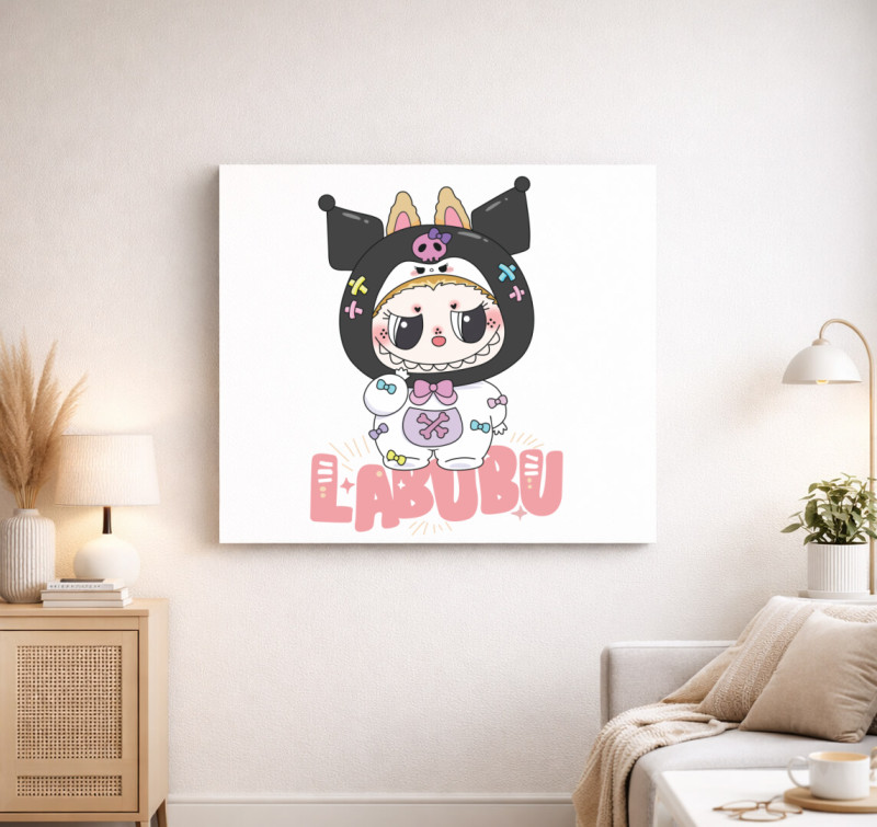 Kuromi labubu vászonkép  — Fehér