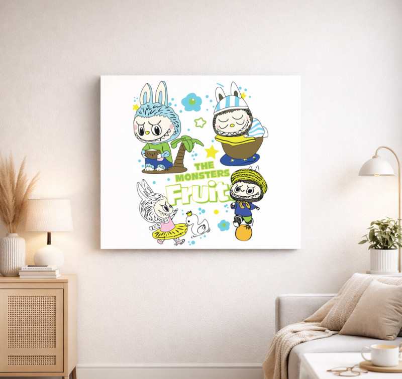 Fruit monster labubu vászonkép — Fehér