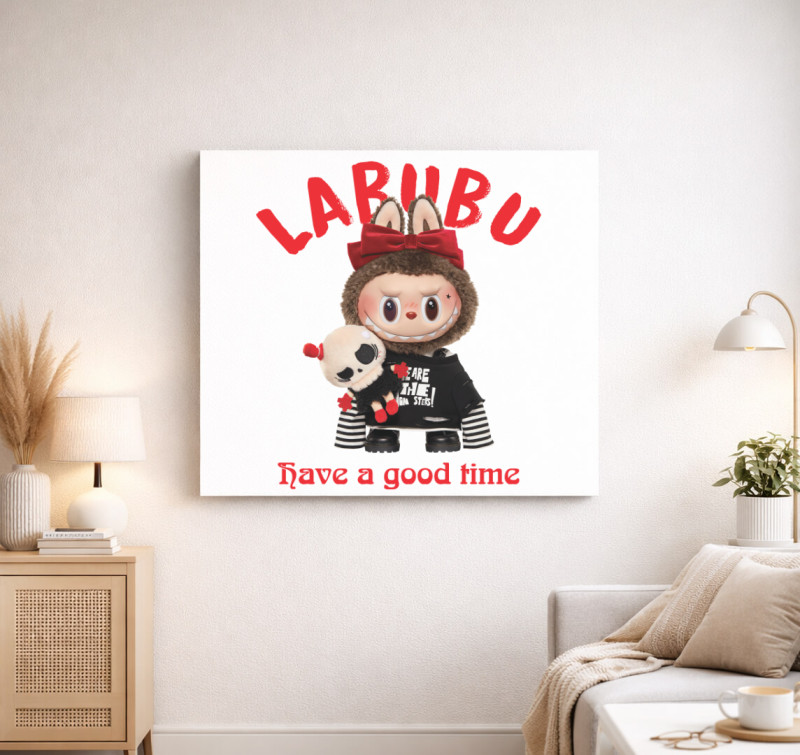 Have a good time labubu vászonkép — Fehér