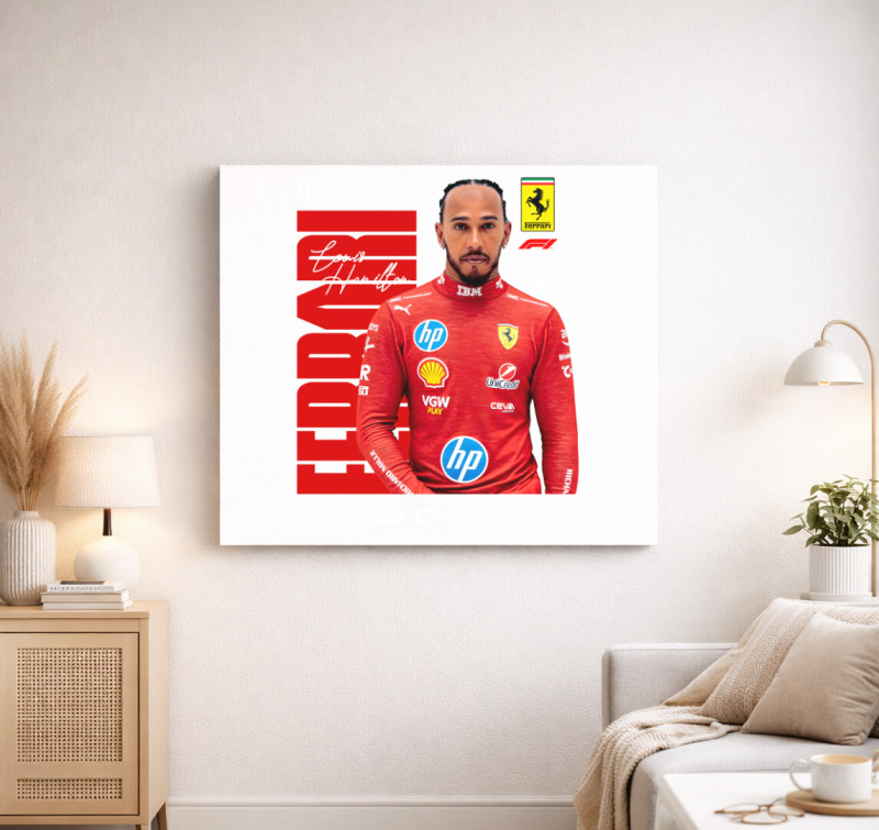 Lewis Hamilton Ferrari vászonkép — Fehér